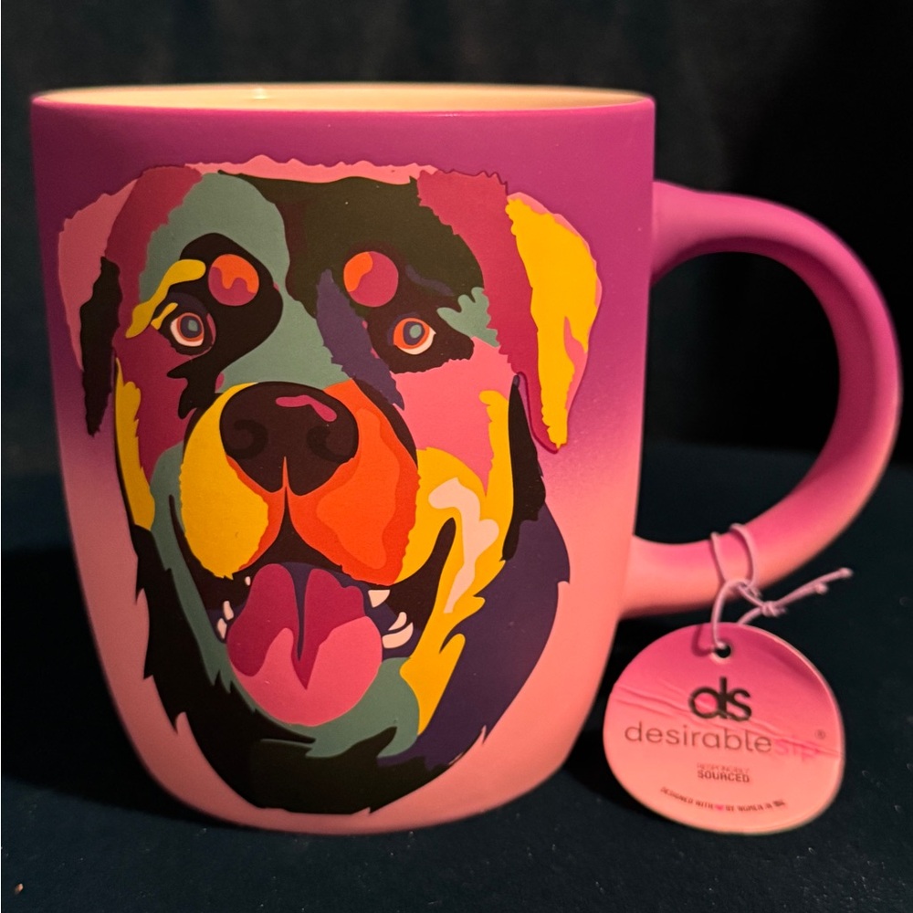 Soft Touch Rottweiler Multicolor Stained Glass Coffee Mug DesirableSip